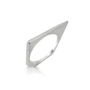 Silver Geometric Triangular Ring