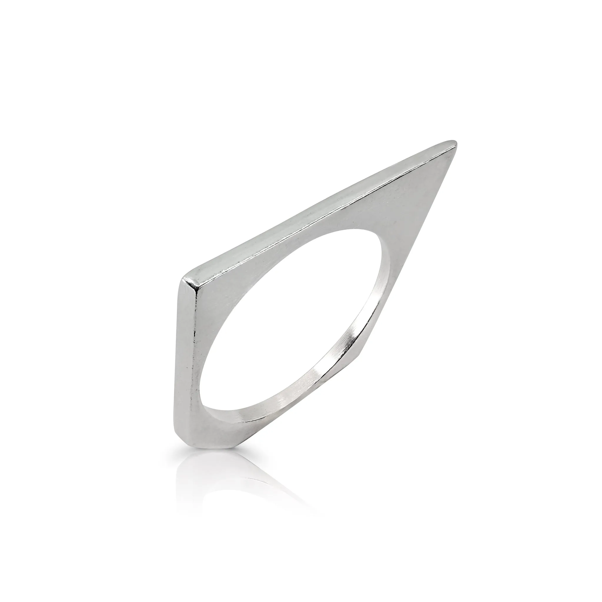 Silver Geometric Triangular Ring