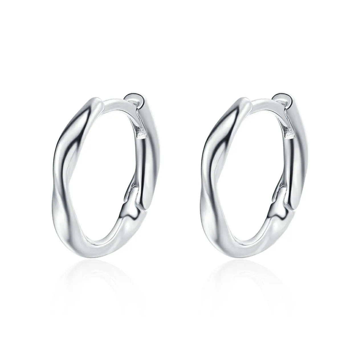 Silver-Plated Wave Huggie Earring