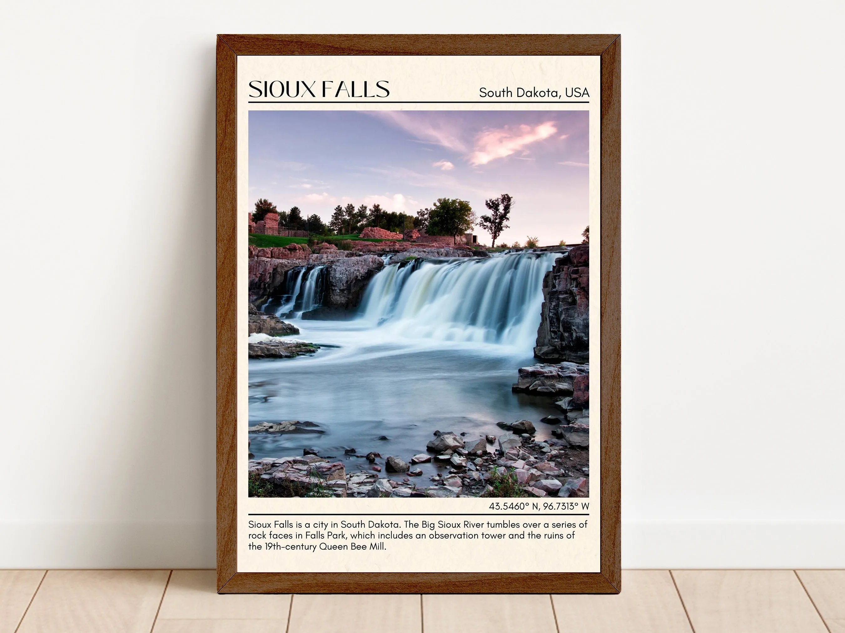 Sioux Falls Minimal Wall Art, South Dakota, USA