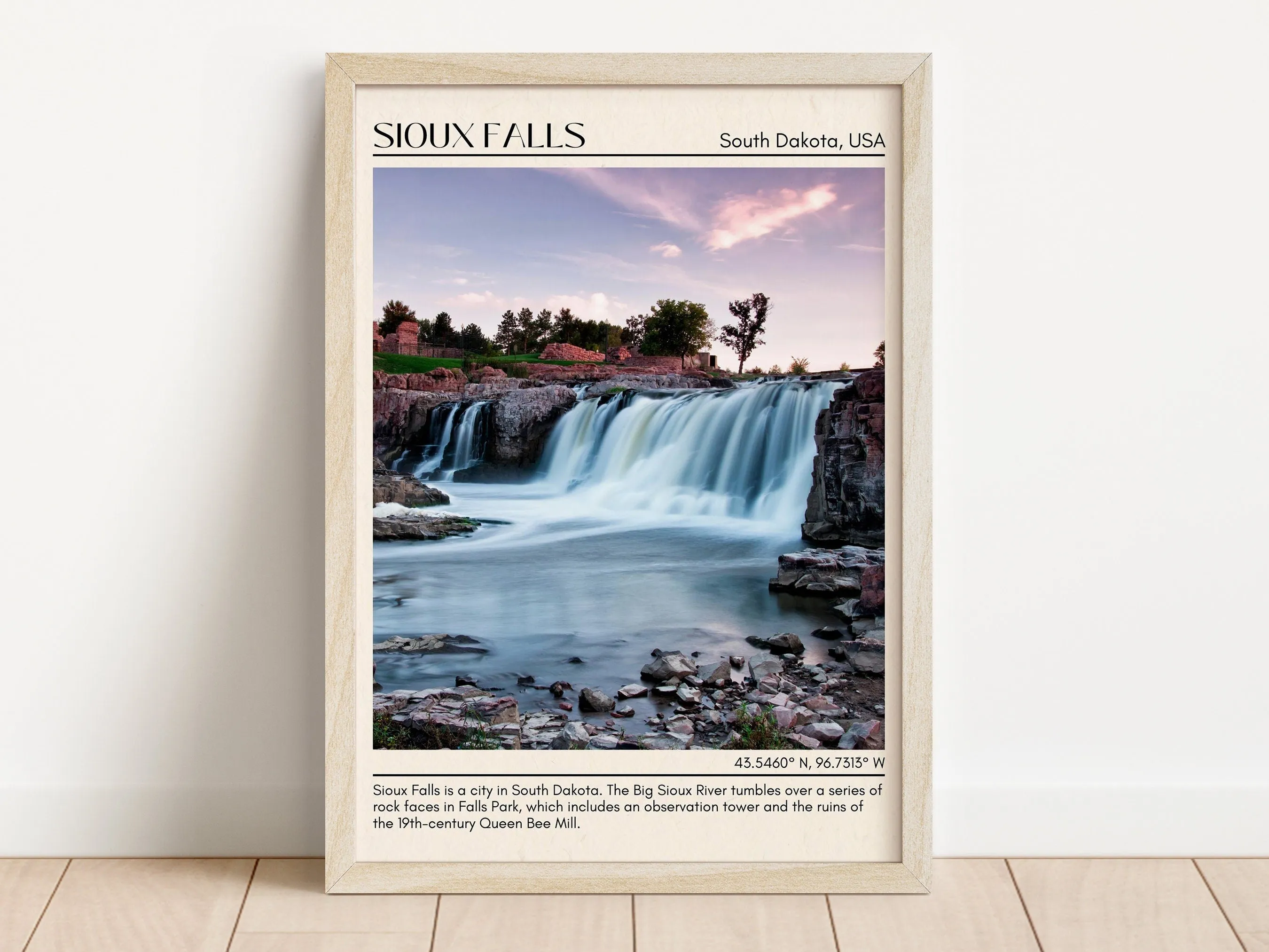 Sioux Falls Minimal Wall Art, South Dakota, USA