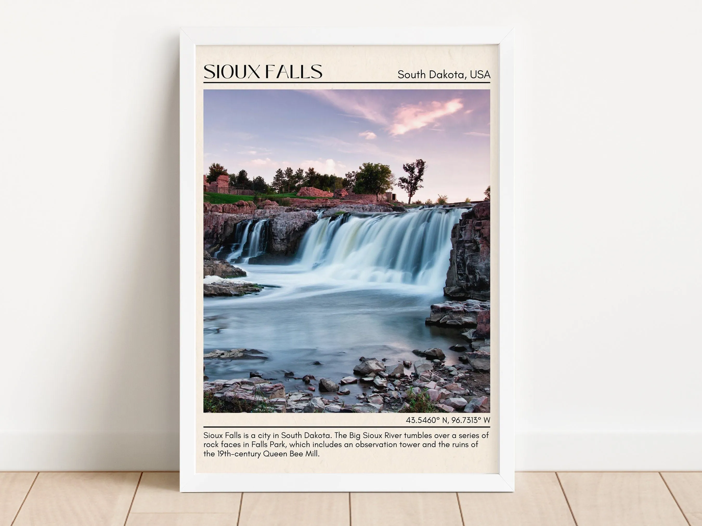 Sioux Falls Minimal Wall Art, South Dakota, USA