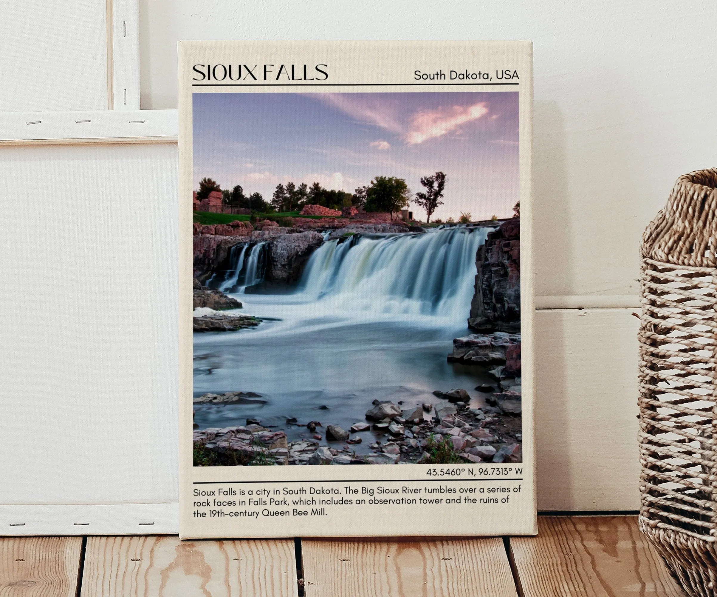 Sioux Falls Minimal Wall Art, South Dakota, USA