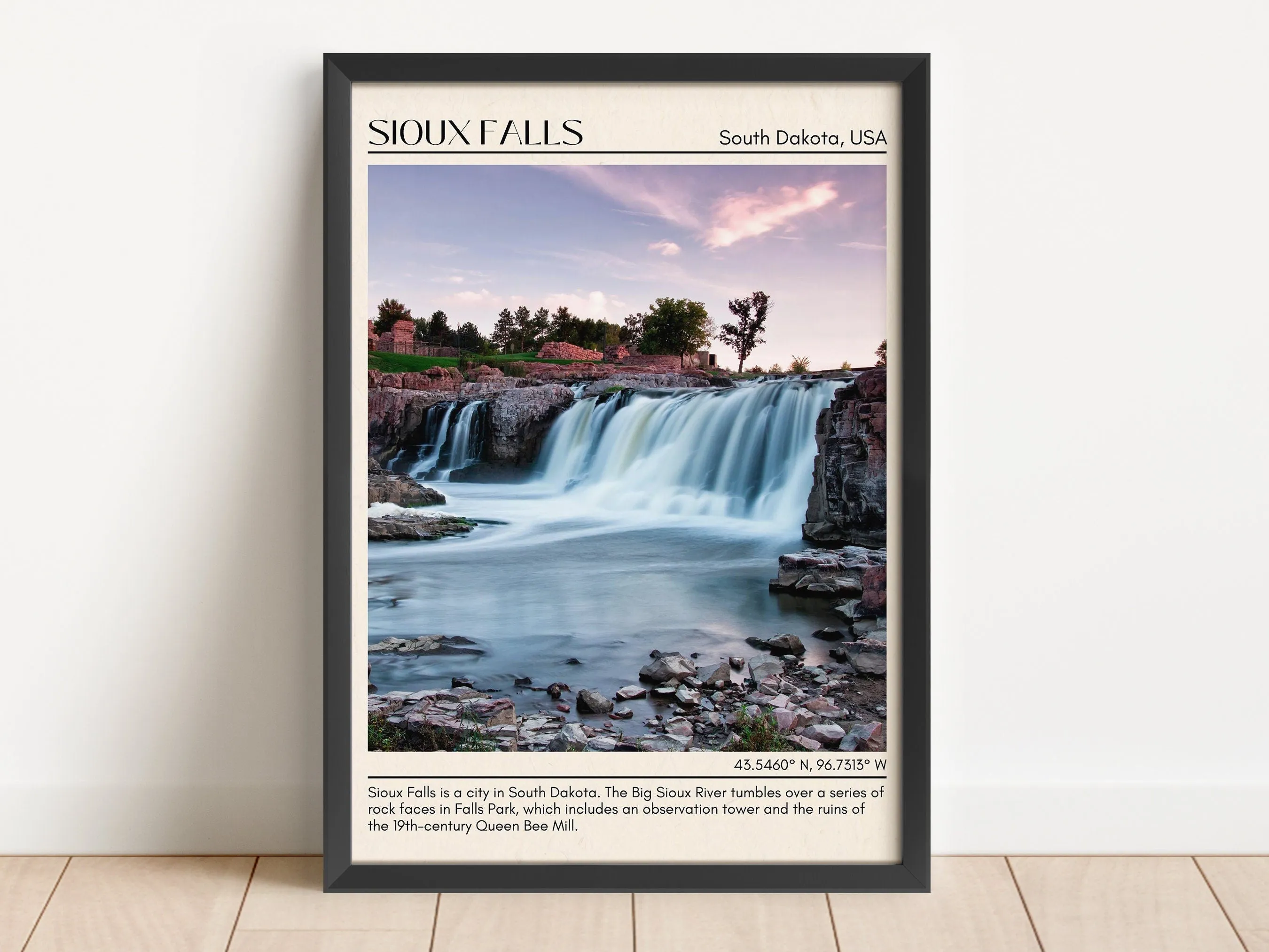 Sioux Falls Minimal Wall Art, South Dakota, USA
