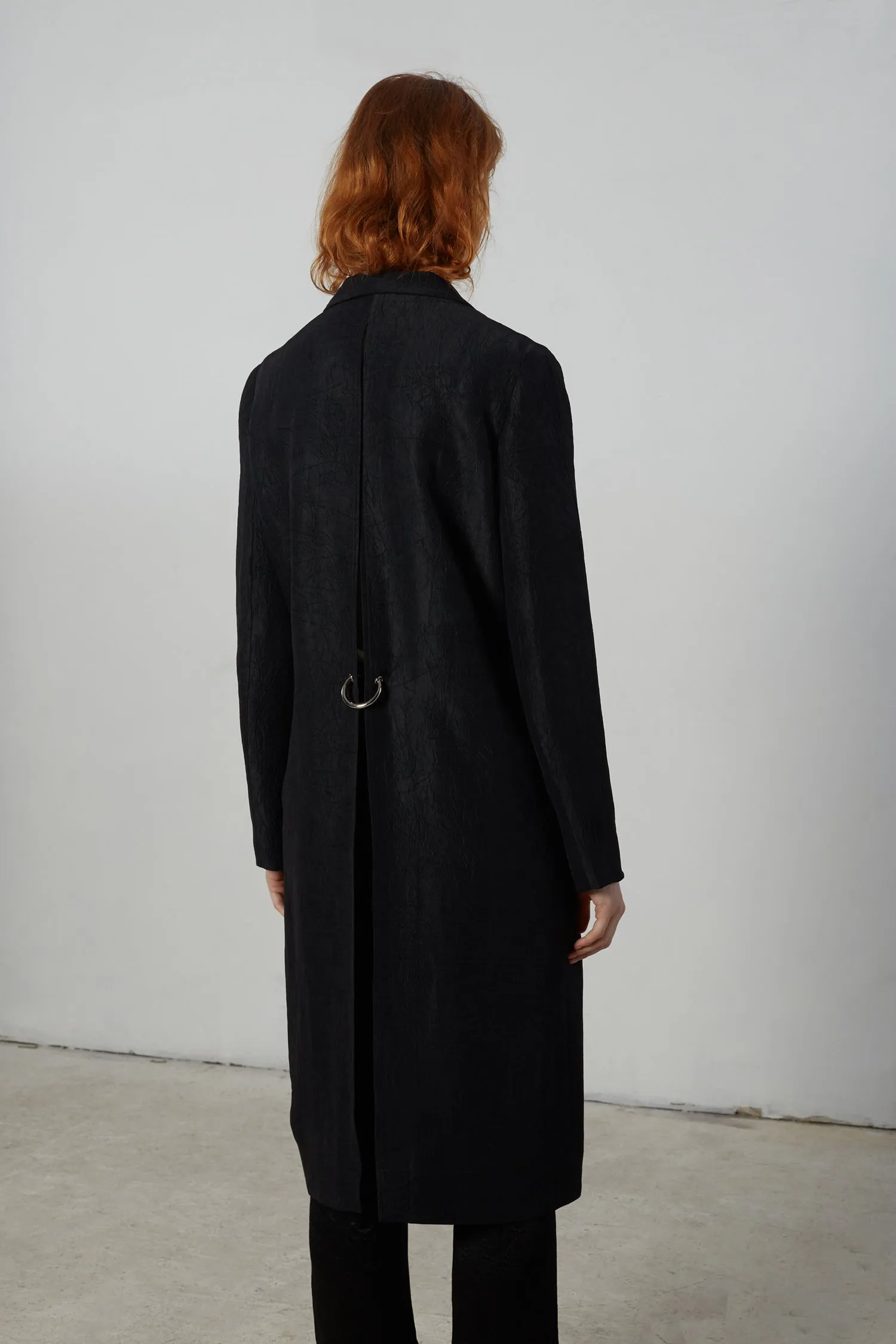 Slit Back Duster with Ring Carabiner - Black