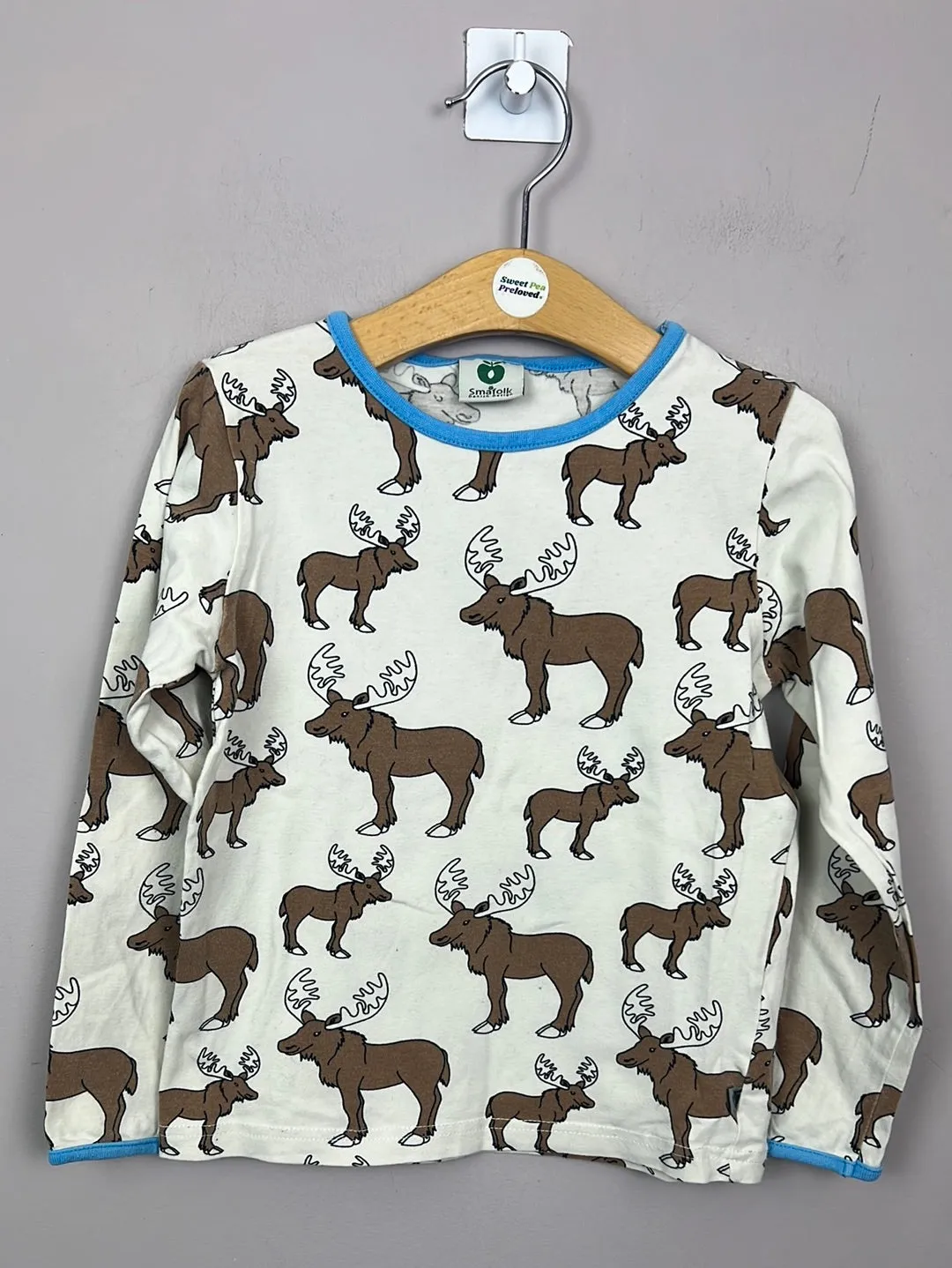 Smafolk Cream Moose Long sleeve t-shirt 5-6y