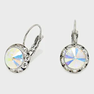 Small AB on Silver Austrian Crystal Stud Earrings | 0.5" | 186259