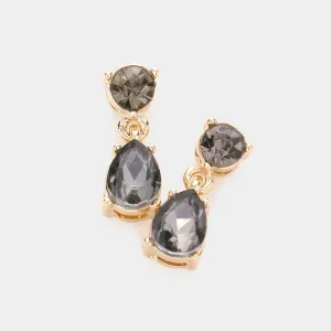 Small Black Diamond Round Teardrop Dangle Pageant Earrings | Interview Earrings | 586691