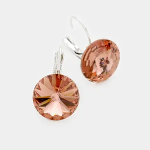 Small Brown Genuine Austrian Crystal Drop Earrings | 0.6" x 0.8" | 342812