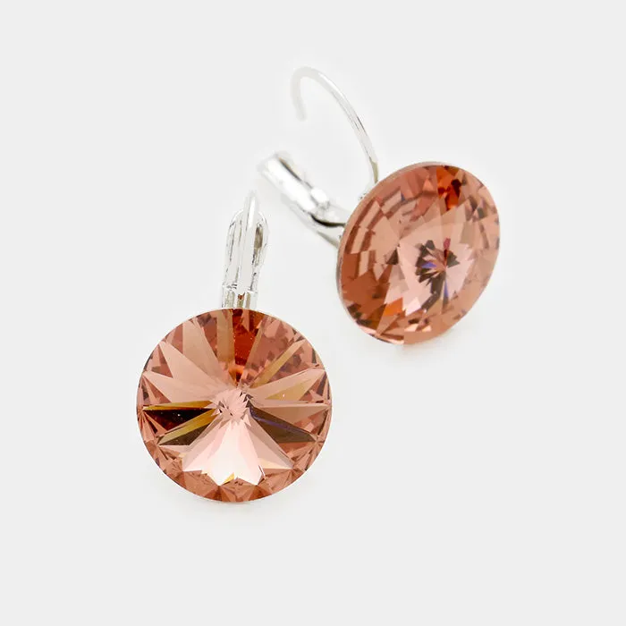 Small Brown Genuine Austrian Crystal Drop Earrings | 0.6" x 0.8" | 342812