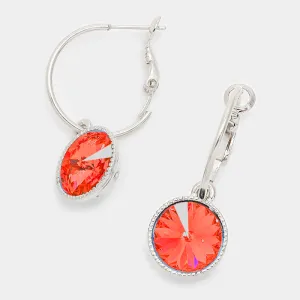 Small Coral Austrian Crystal Dangle Earrings | 291531