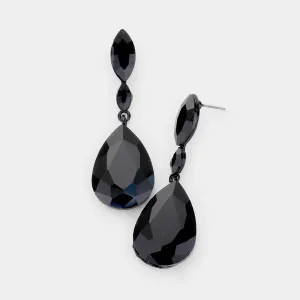 Small Double Black Crystal Teardrop Earrings  | 434249
