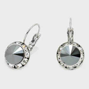 Small Hematite Austrian Crystal Earrings | 0.5" | 186265