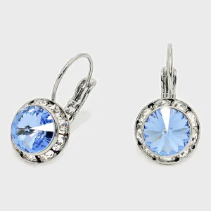 Small Light Blue Austrian Crystal Stud Earrings | 0.5" | 186276