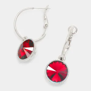 Small Red Austrian Crystal Dangle Earrings | 291528