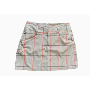 Smartwool Merino Wool Blend Tan &amp; Coral Pink Plaid Mini Skirt Sporty Cargo sz12
