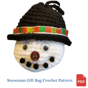 Snowman Gift Bag Crochet Pattern in PDF Format