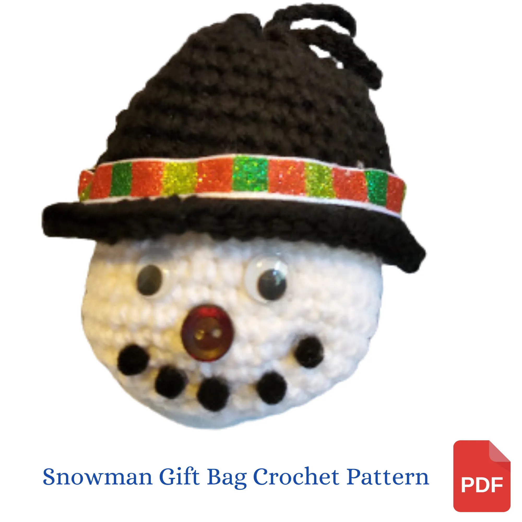 Snowman Gift Bag Crochet Pattern in PDF Format