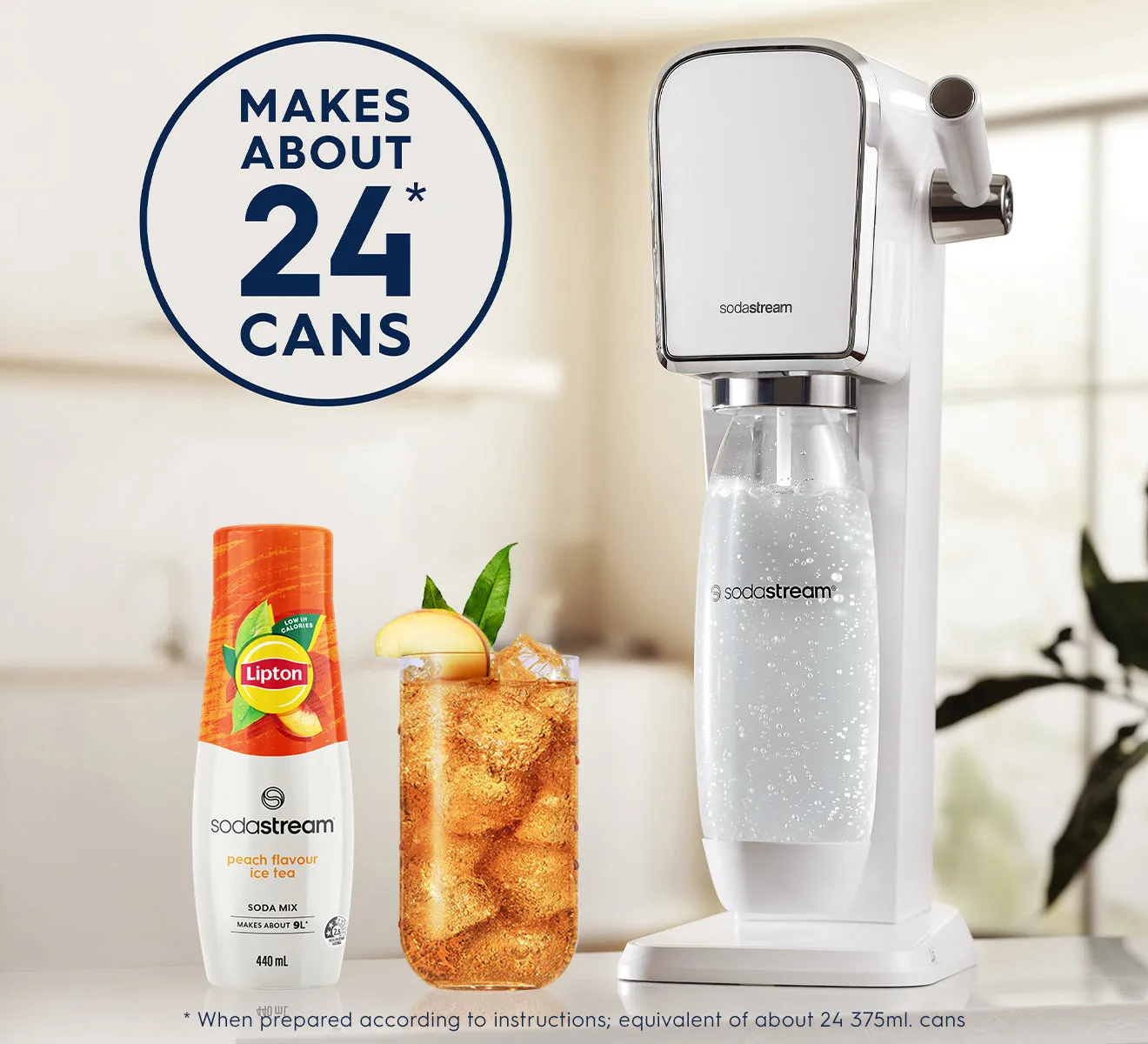 SodaStream 440ml Soda Mix Lipton Ice Tea Peach Flavour Syrup- Makes About 9L Soda