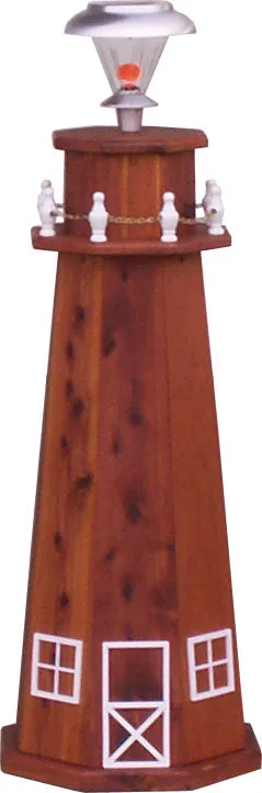 Solar Cedar Wooden Lighthouse - 3 Feet Tall