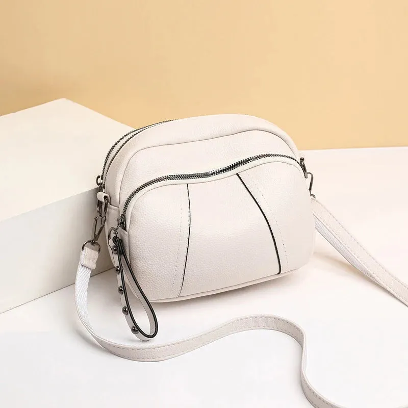 Solid Color Rivet Zipper Mobile Phone Crossbody Bag