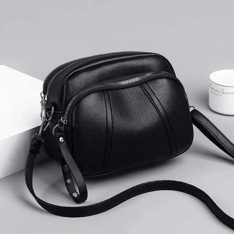 Solid Color Rivet Zipper Mobile Phone Crossbody Bag