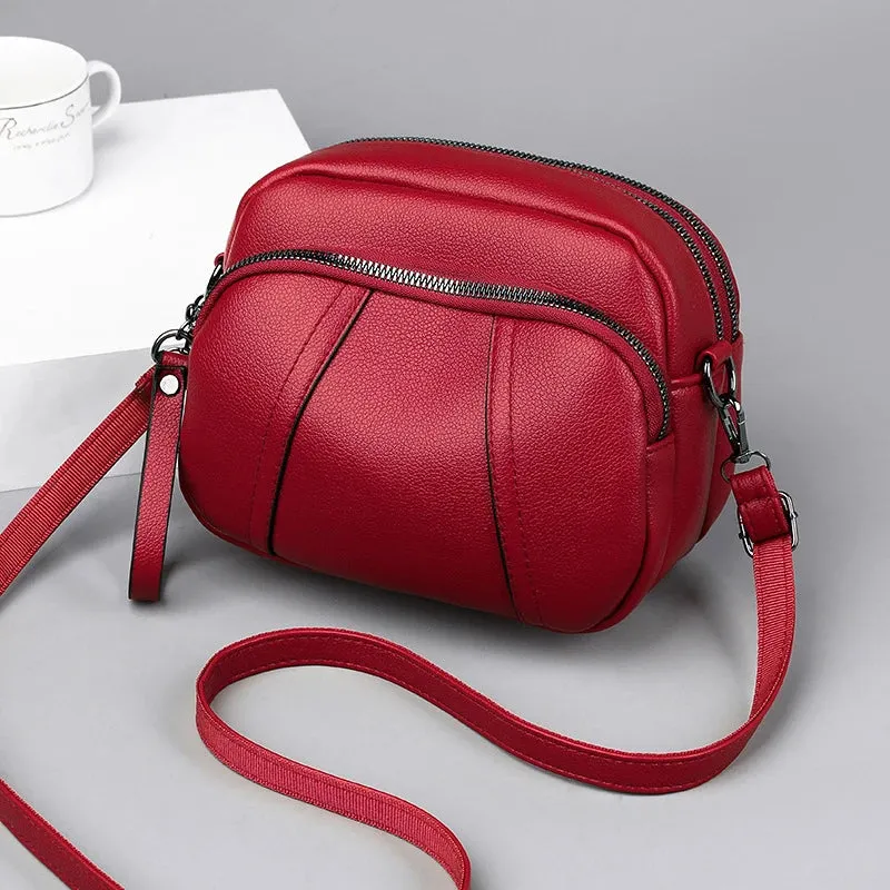 Solid Color Rivet Zipper Mobile Phone Crossbody Bag