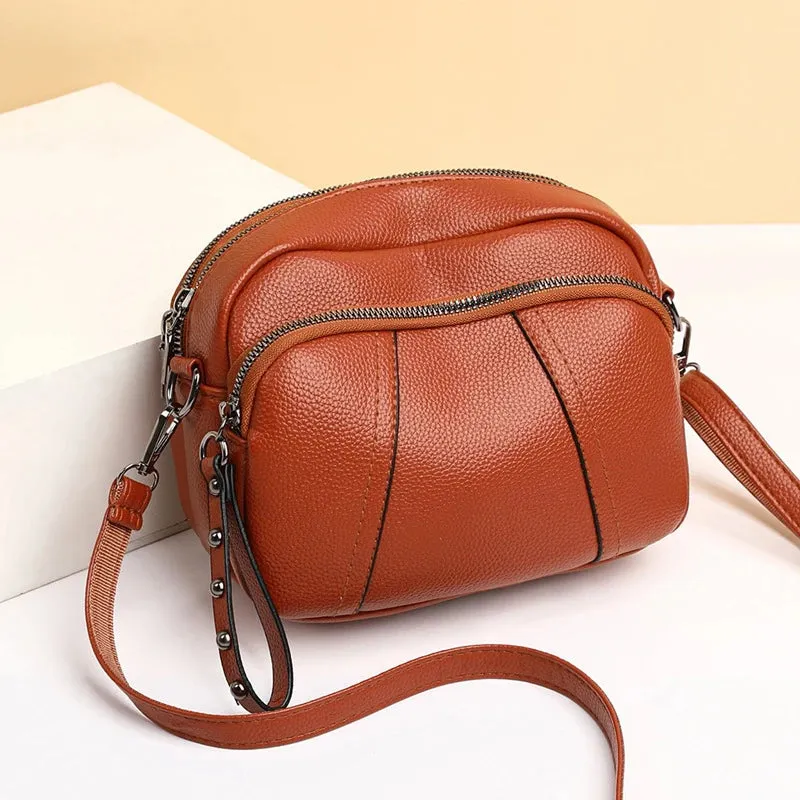 Solid Color Rivet Zipper Mobile Phone Crossbody Bag