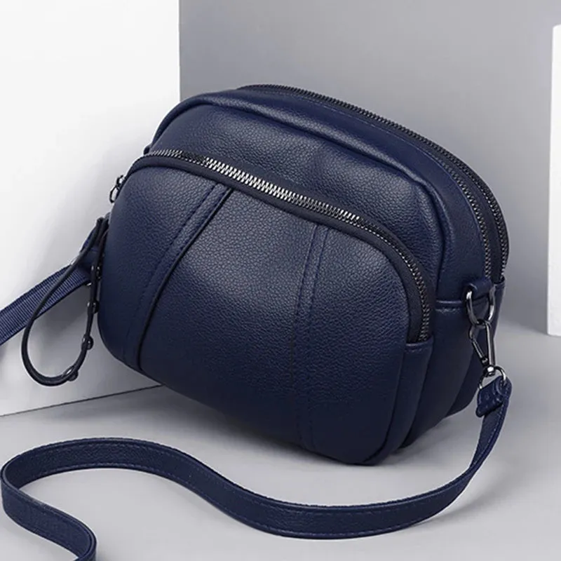Solid Color Rivet Zipper Mobile Phone Crossbody Bag