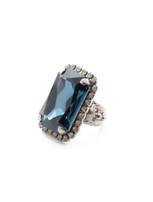 Sorrelli Luxurious Emerald-Cut Cocktail Ring - Night Frost