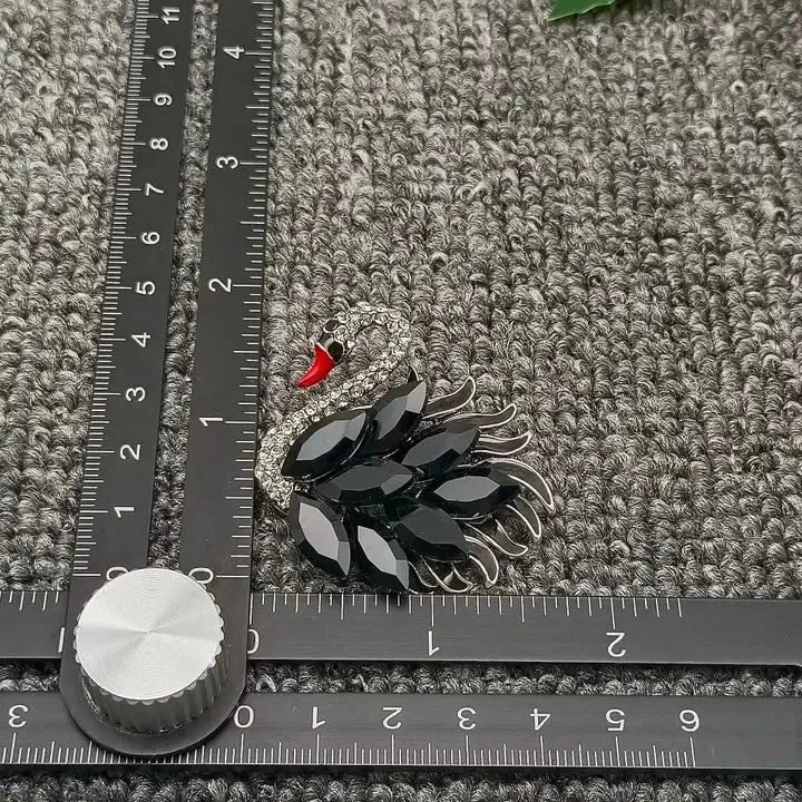 Sparkling Black Swan Brooch