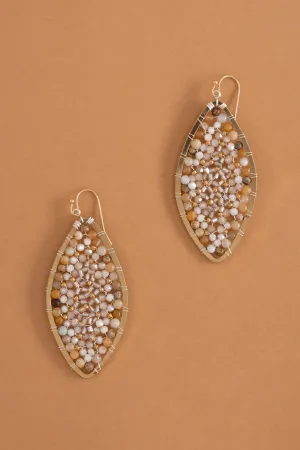 Sparkling Cream Beaded Earrings