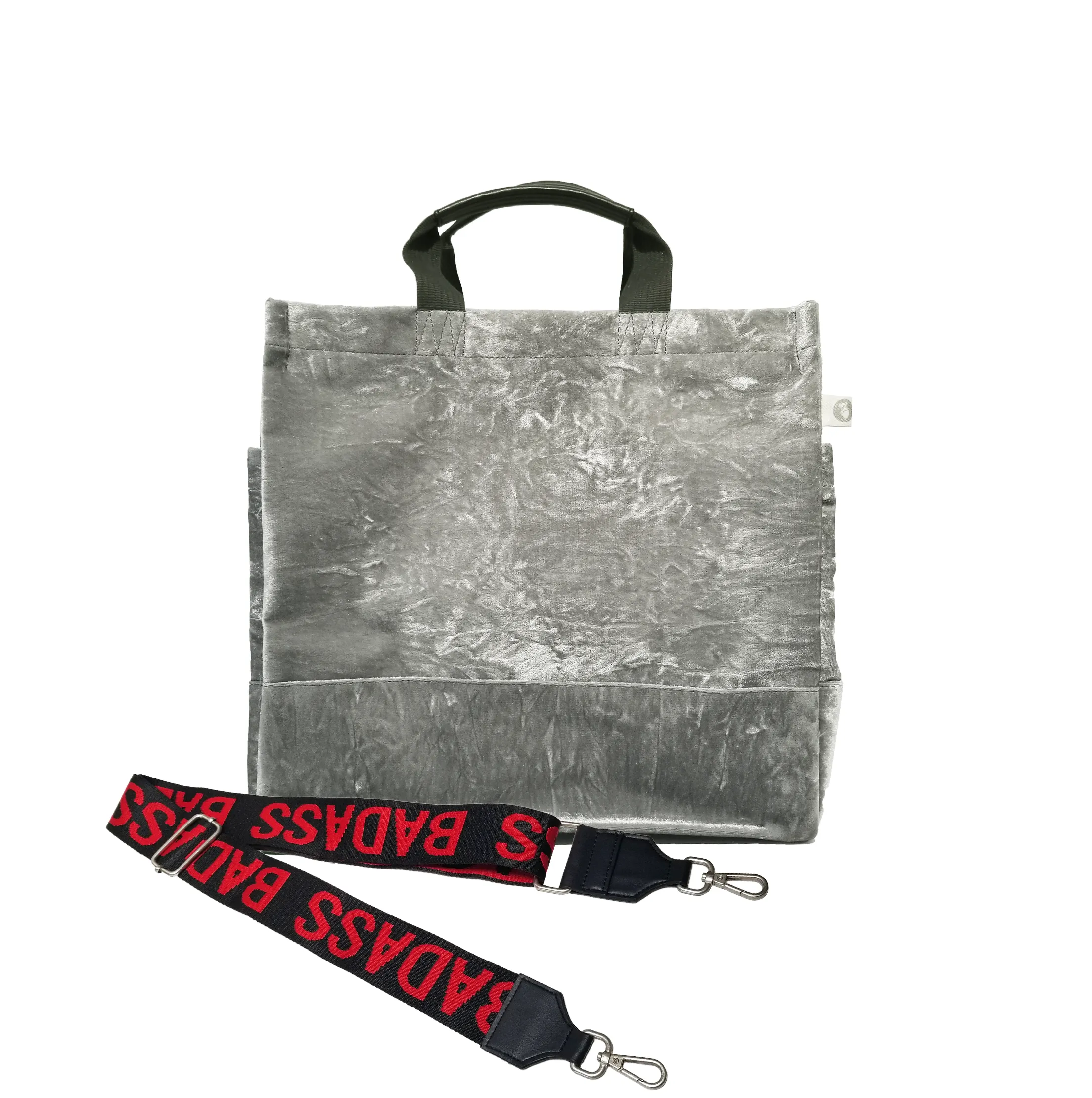Split Letter Monogram Grey Crushed Velvet North South Bag