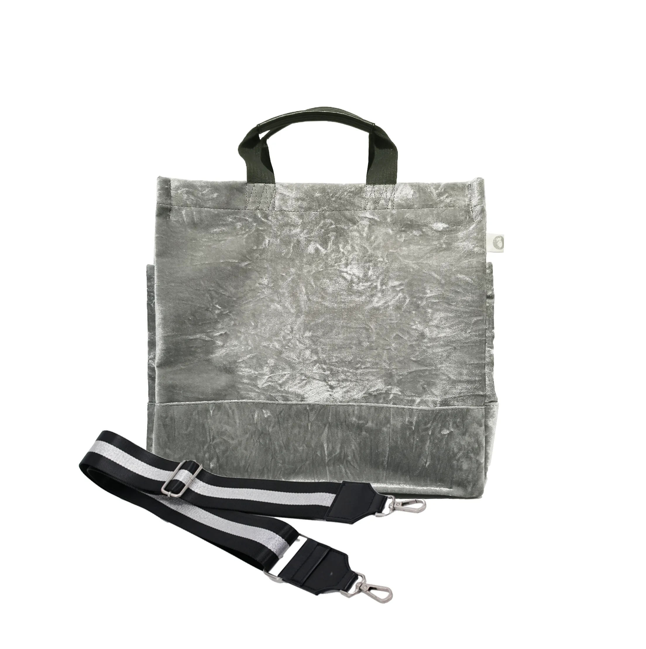 Split Letter Monogram Grey Crushed Velvet North South Bag