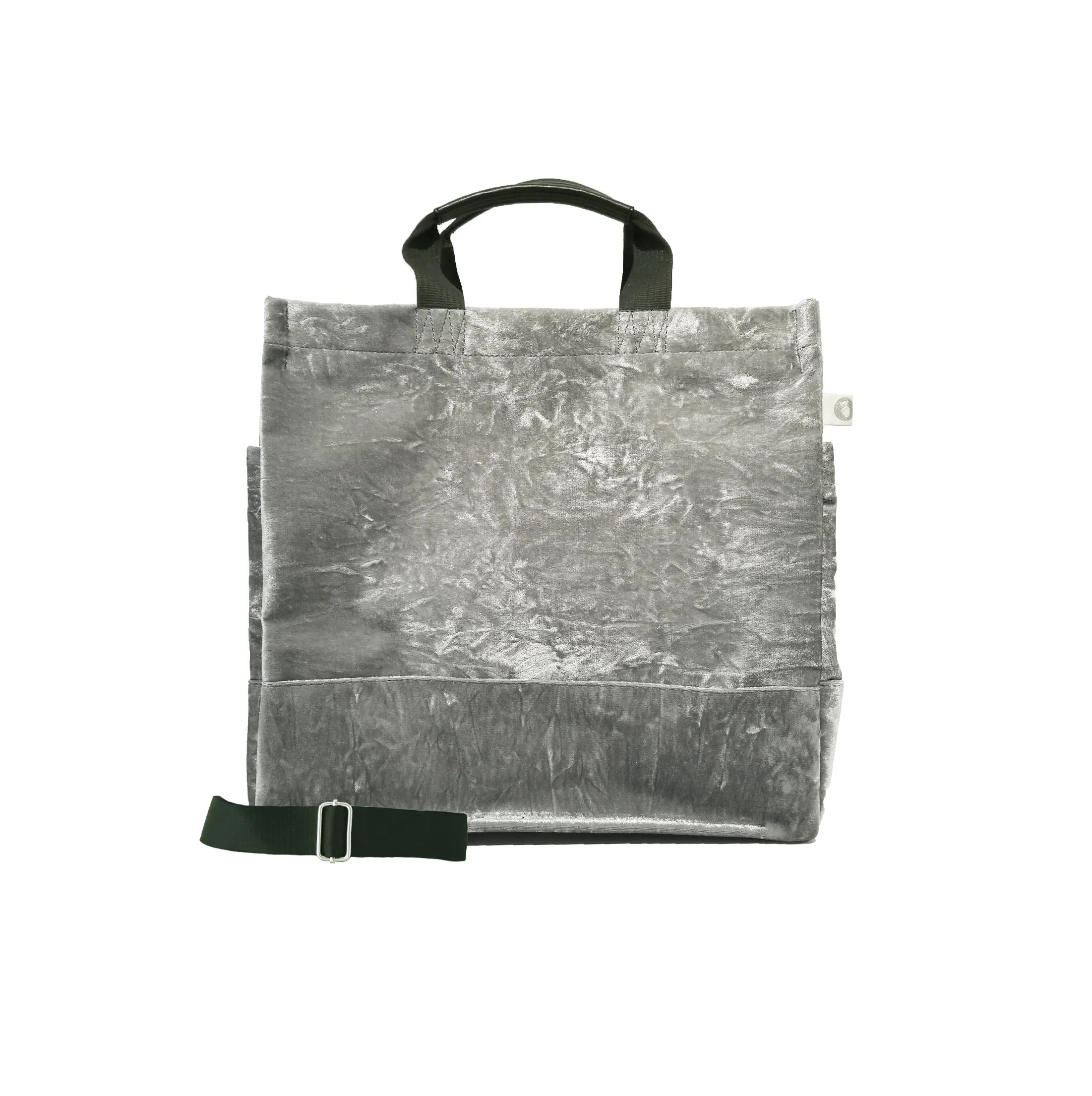 Split Letter Monogram Grey Crushed Velvet North South Bag