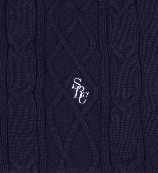 SRC Cableknit Vest - Navy/White