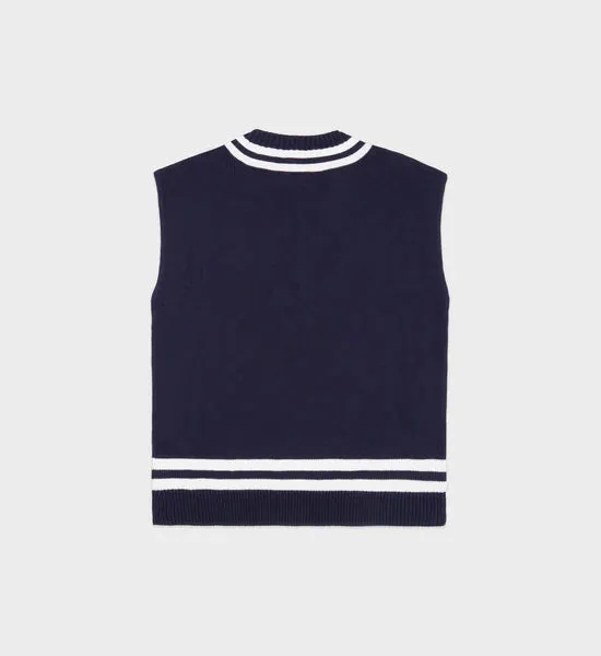 SRC Cableknit Vest - Navy/White