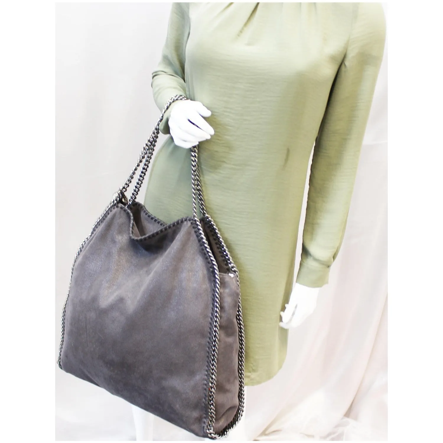 STELLA MCCARTNEY Falabella Shaggy Deer Large Tote Bag Grey