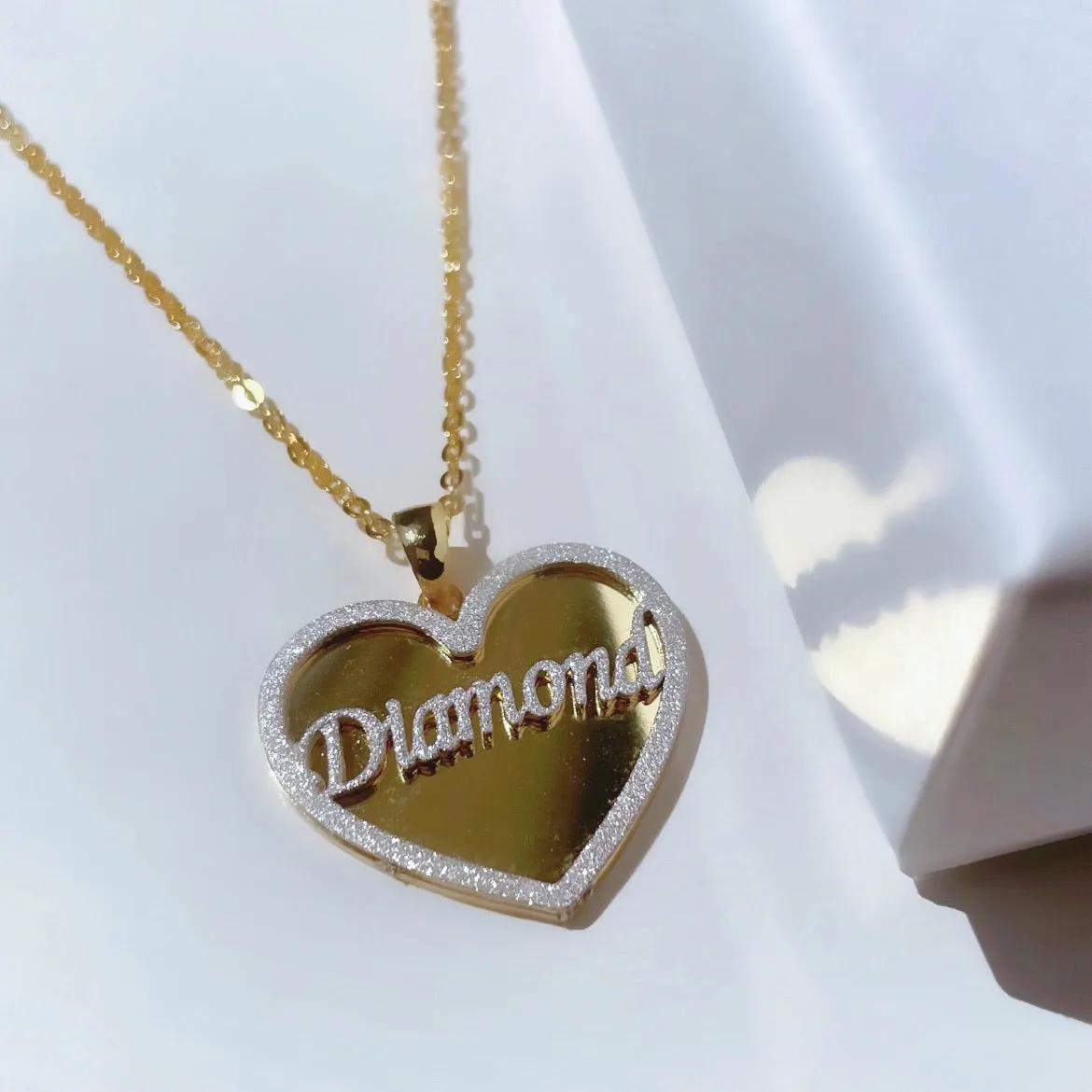 Sterling Silver Sparkling Heart Name Necklace
