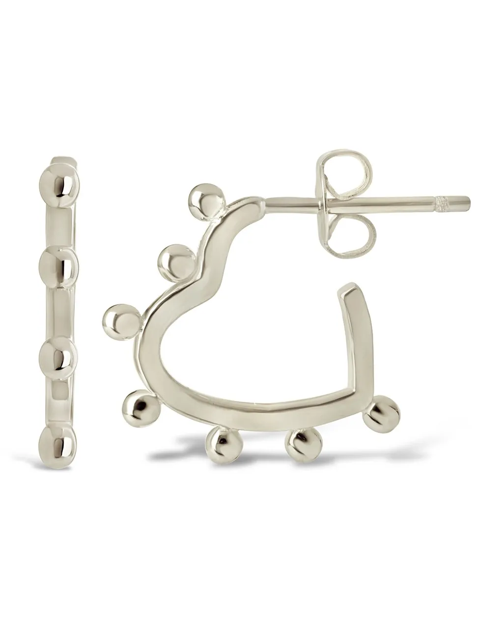 Sterling Silver Studded Heart Hoop Earrings