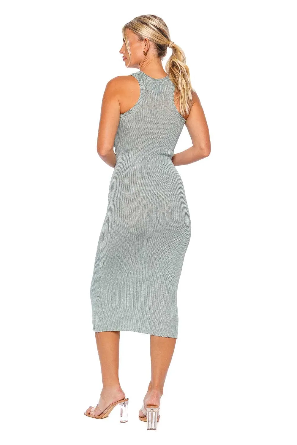 Storm Ribbed Knit Racer Midi Dress