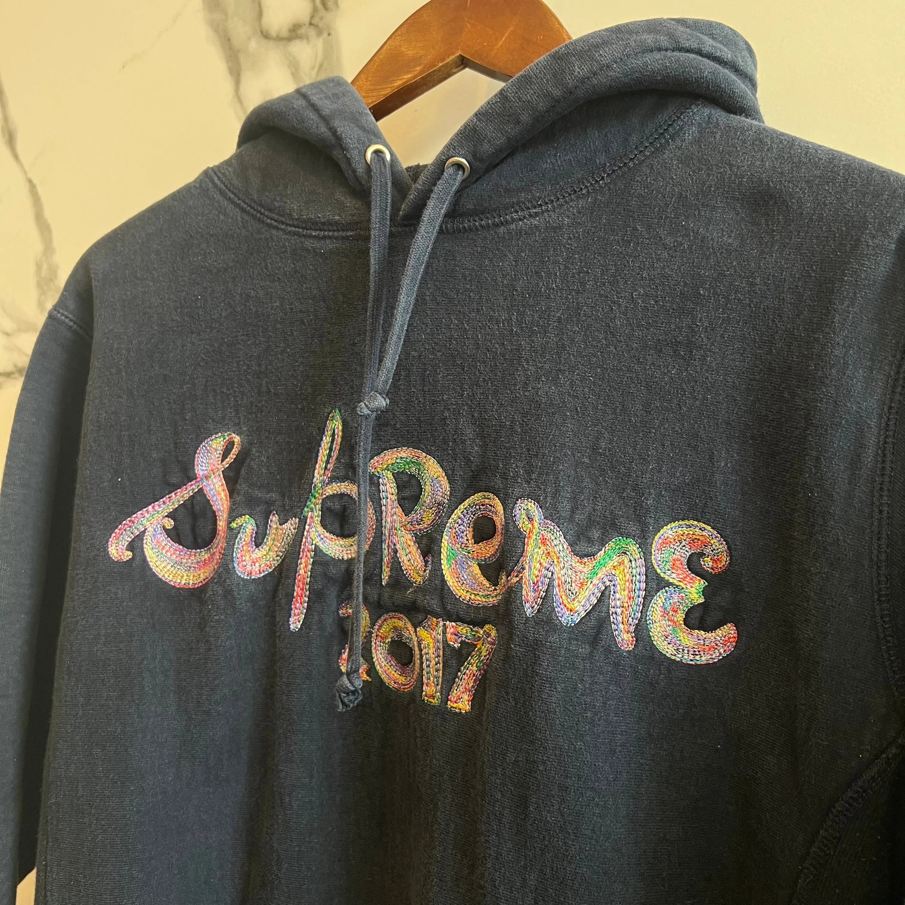 Supreme 2017 Hoodie Navy Men’s Small