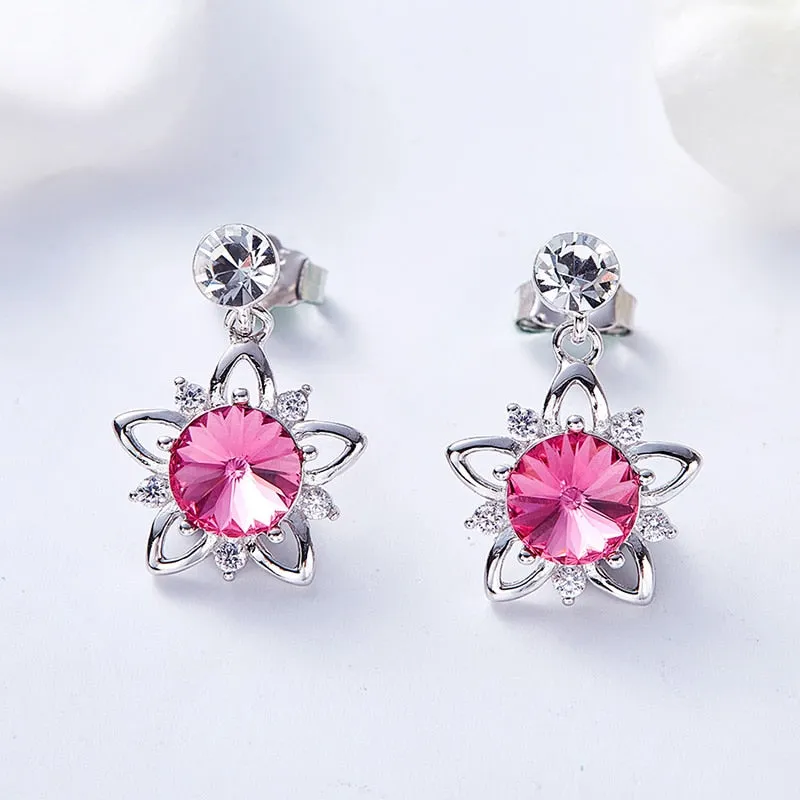 Swarovski Crystal Flower Stud Earrings