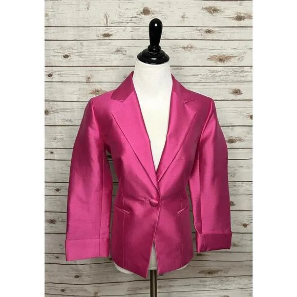 Talbots bright pink silk/cotton single-breasted blazer Elle Woods Size 4