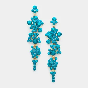 Teal Crystal Long Dangle Earrings | 348272