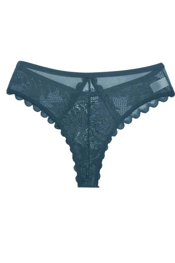 Teal Lace Back Cheeky Cut Bikini