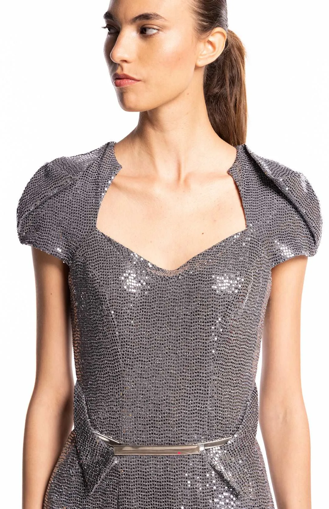 Tempest Glam | Sculpted Chic: Cocktail Sequin Midi Dress
