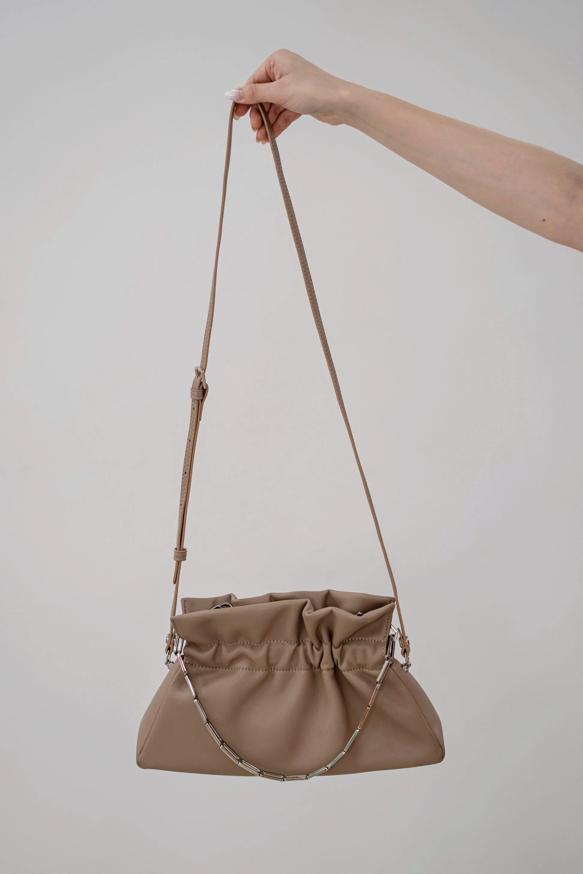 Tess Gathered Shoulder Bag - Brown