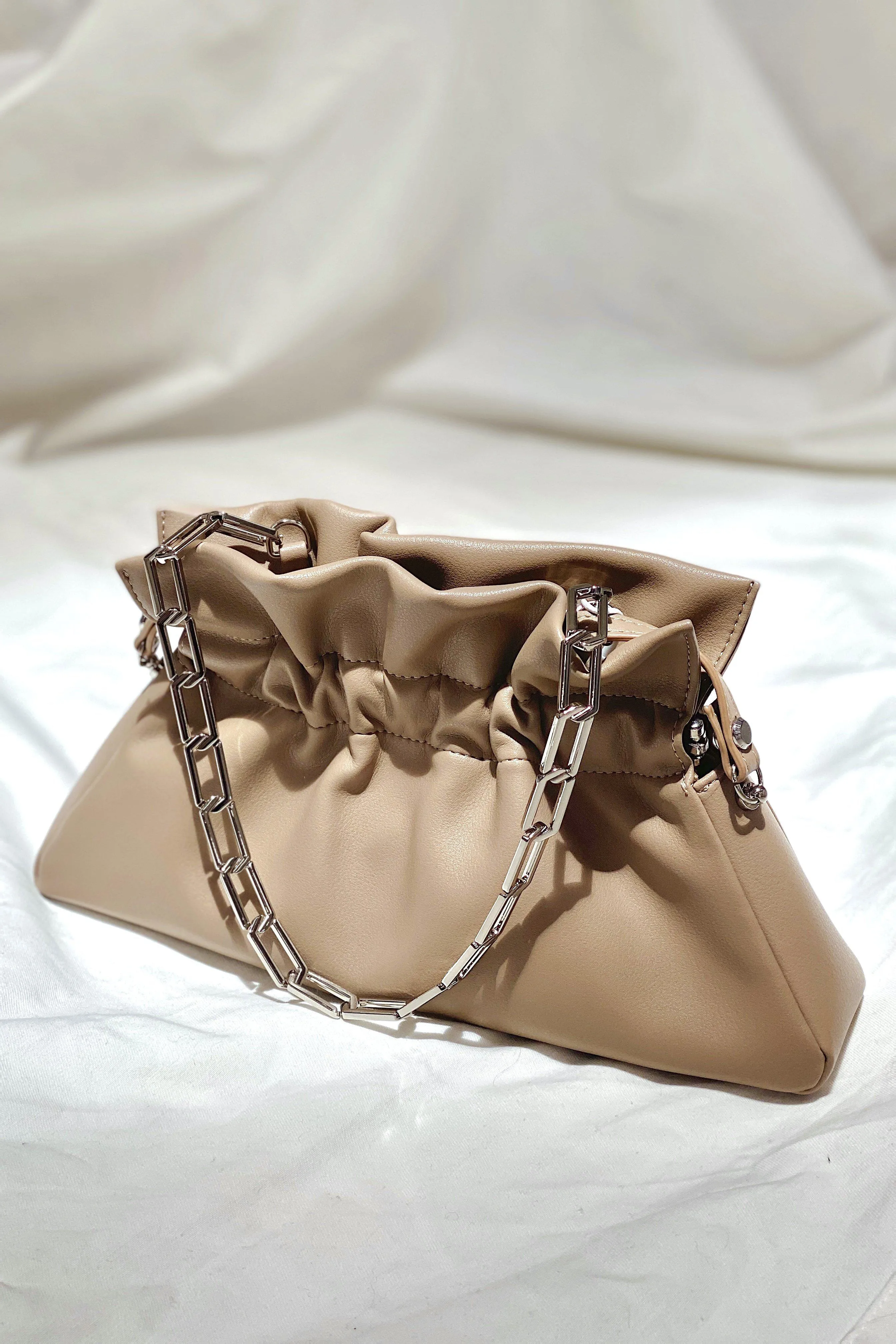 Tess Gathered Shoulder Bag - Brown