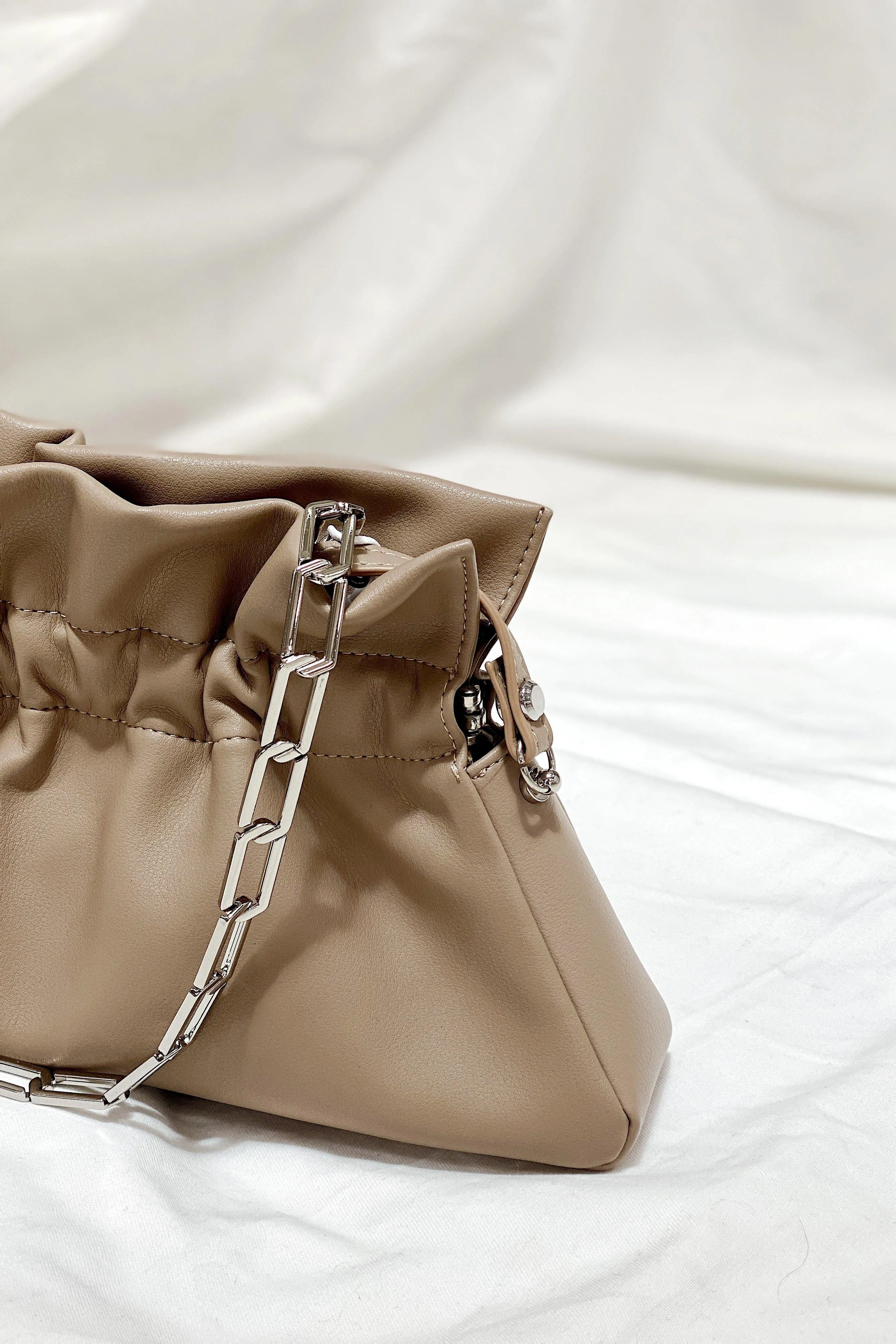 Tess Gathered Shoulder Bag - Brown